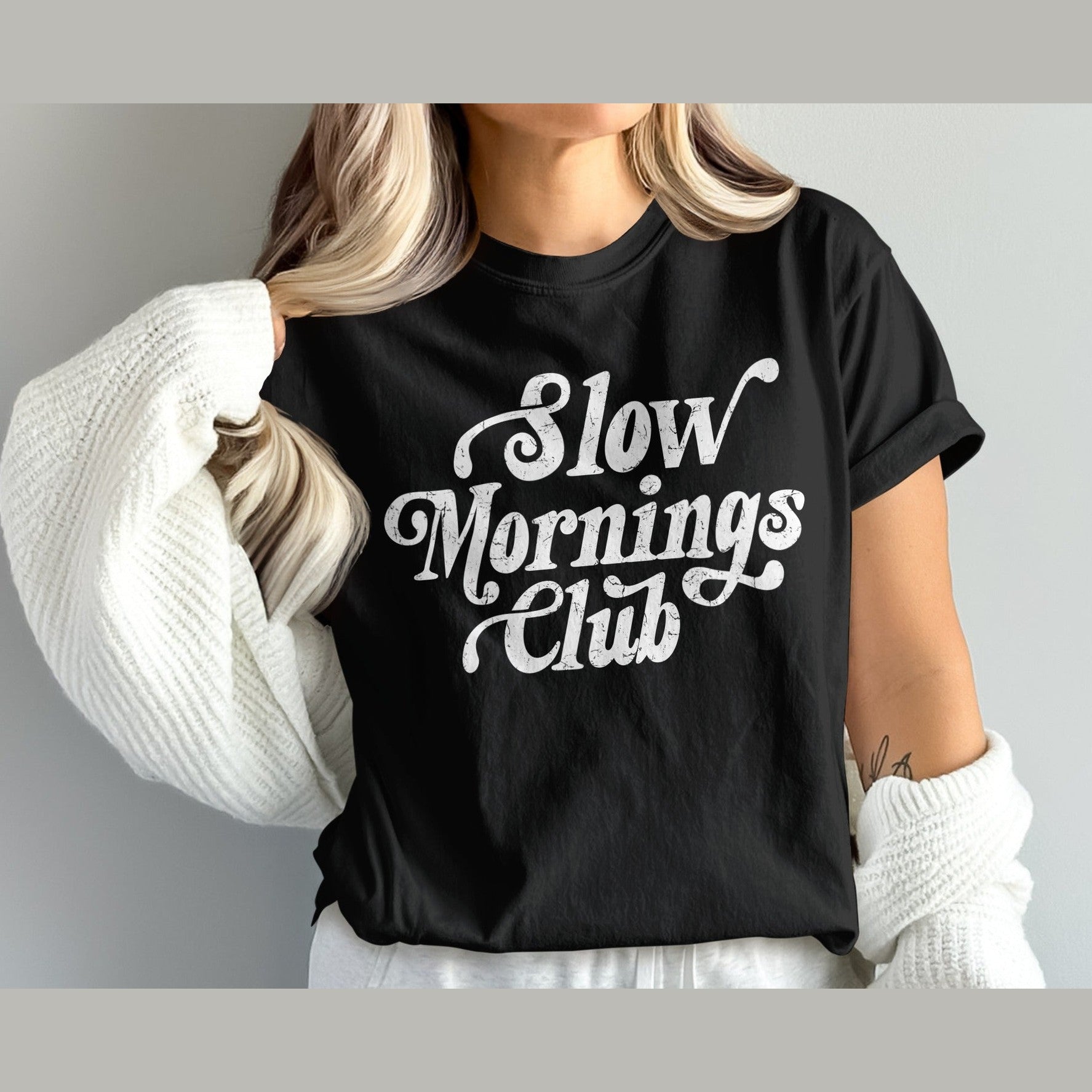 Slow Mornings Club Casual Graphic Tee Shirt product type