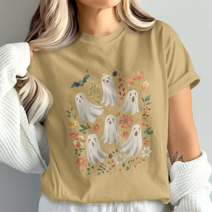 Cute Ghosts and Flowers Themed Graphic Tee product type