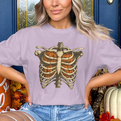 Skeleton Ribcage with Pumpkins Graphic T-shirt product