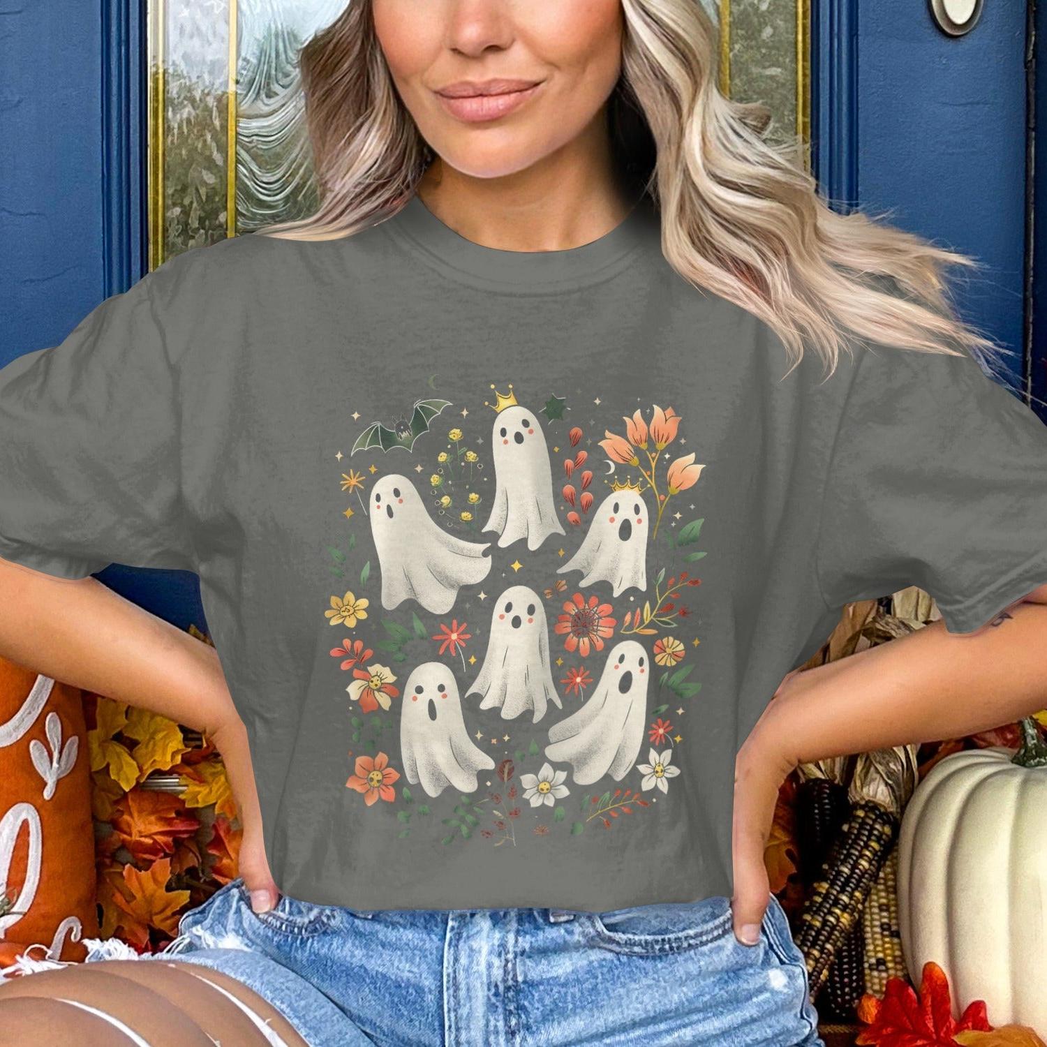 Cute Halloween Ghosts and Flowers Tee Shirt product