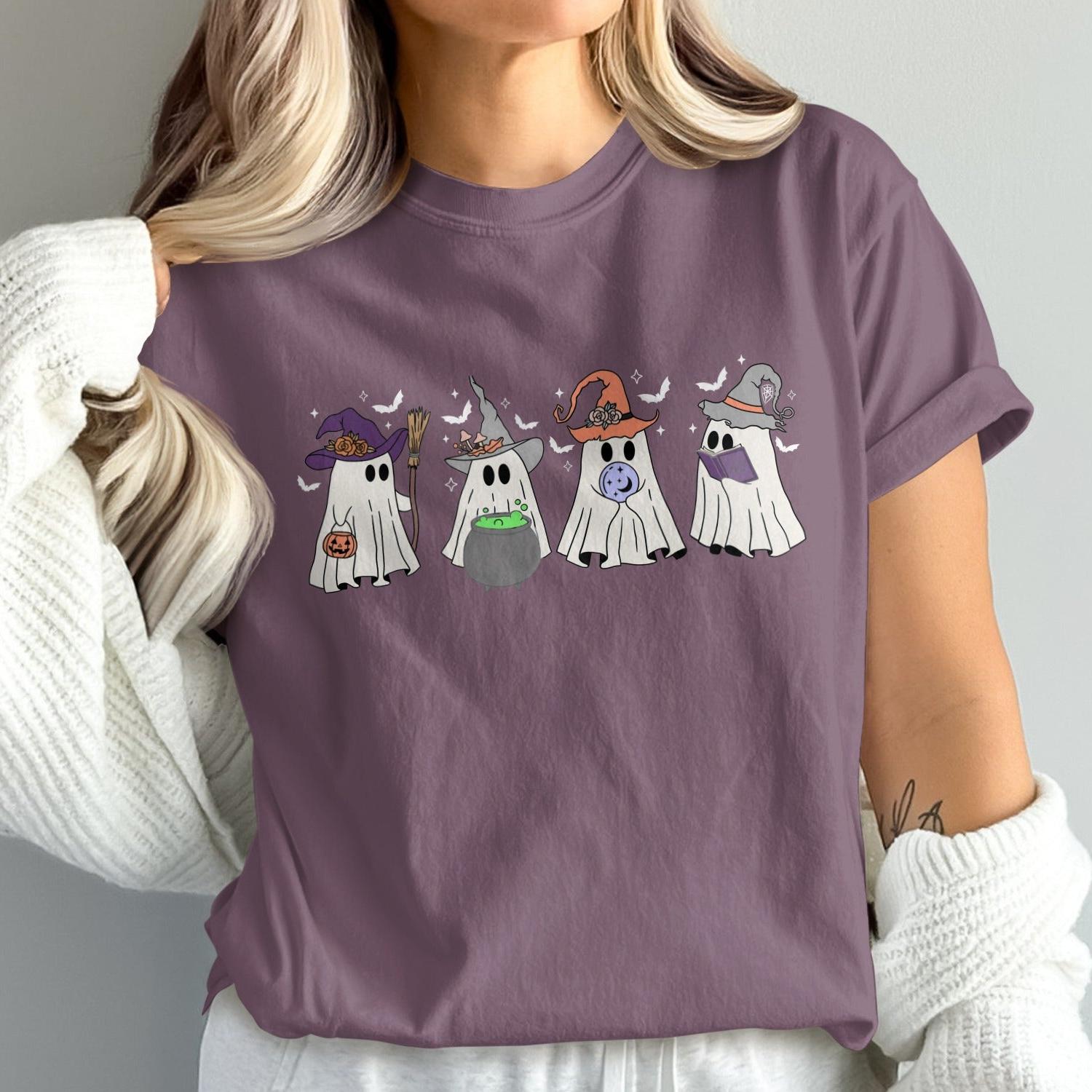 Cute Halloween Ghosts with Witch Hats T-shirt product