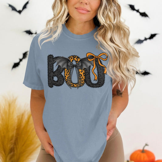 Halloween Boo Bat and Ribbon Design Shirt product type