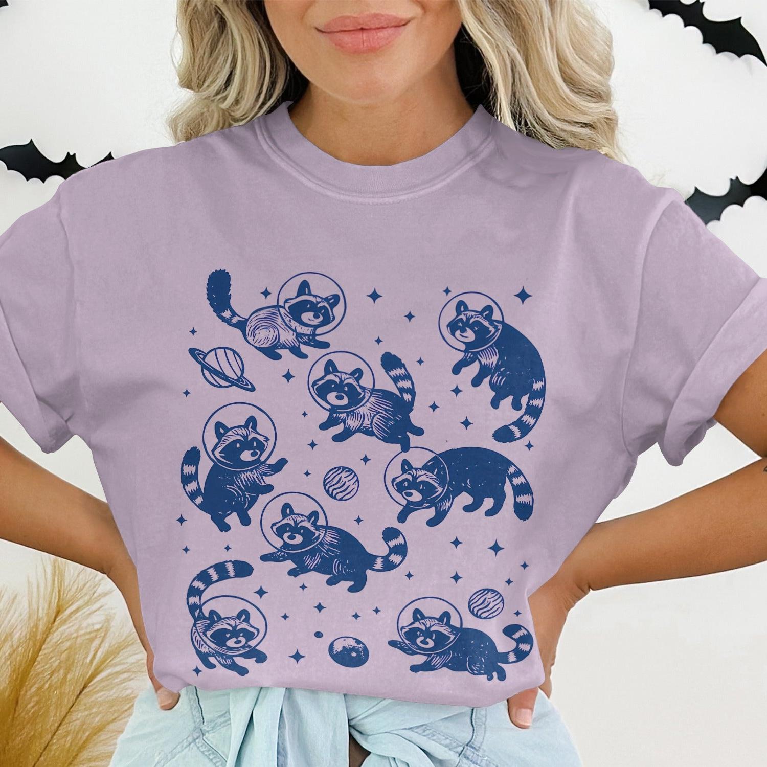 Space Adventure Raccoon Pattern Short Sleeve Shirt product