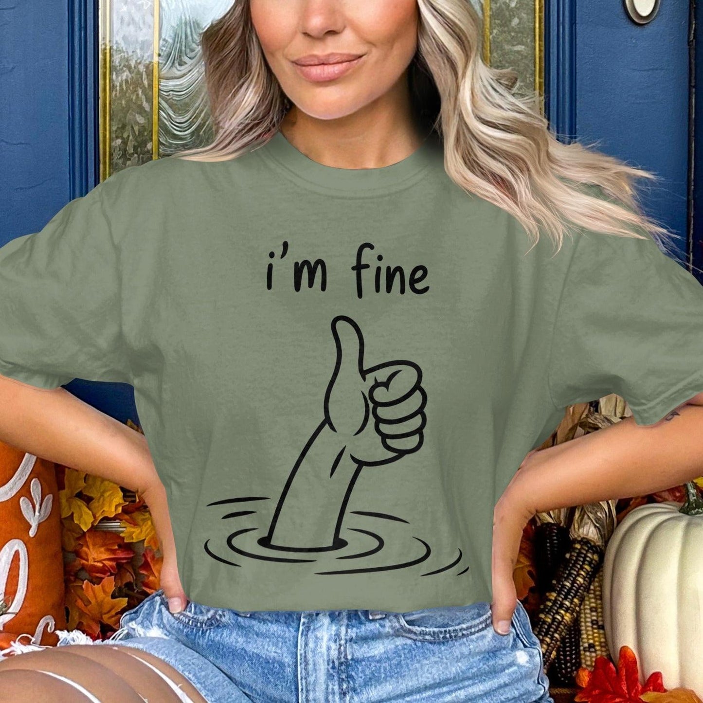 Encouraging I'm Fine Thumbs-up Graphic T-shirt product type