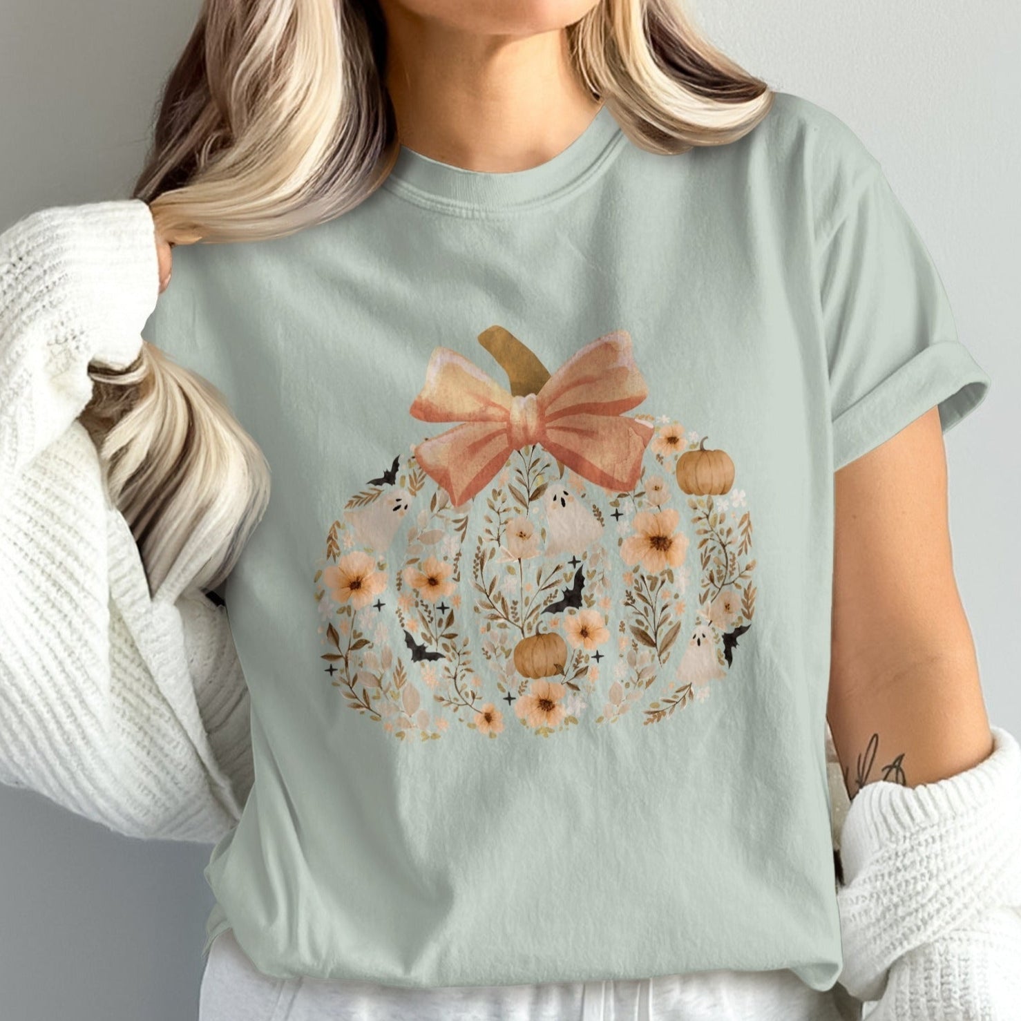 Floral Pumpkin Graphic Tee Shirt product type