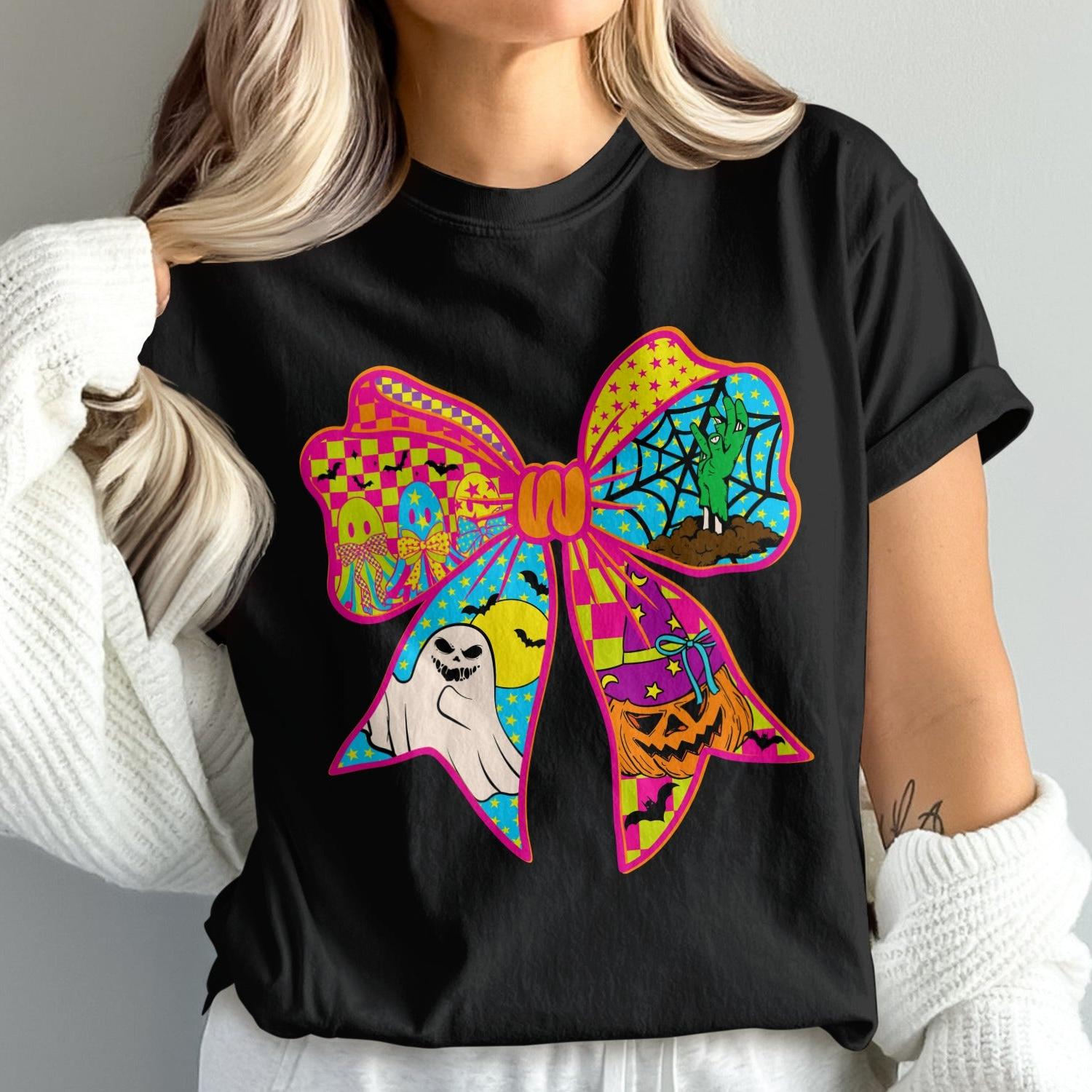 Colorful Halloween Bow Graphic Tee product type
