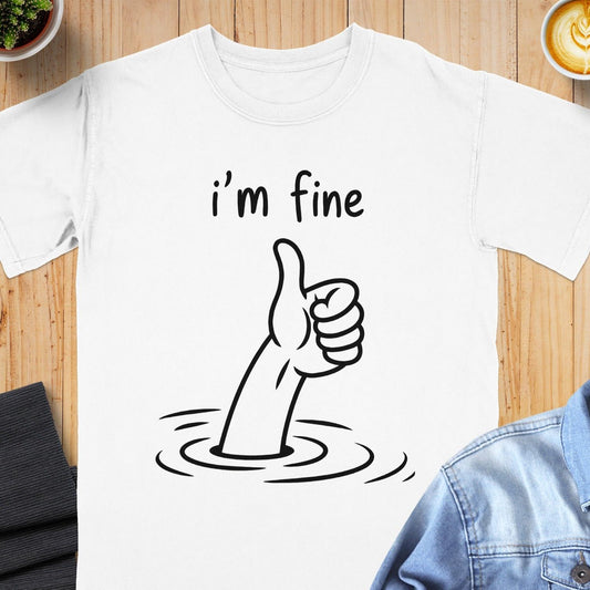 I'm Fine Thumbs Up Design on White T-shirt product