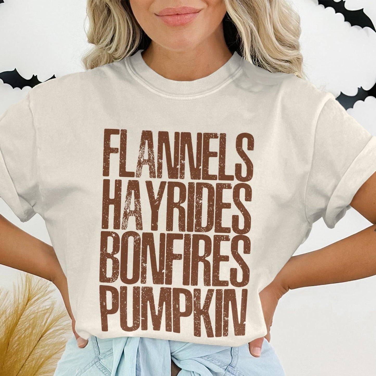 Flannels Hayrides Bonfires Pumpkin Graphic Tee product