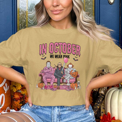 In October We Wear Pink Halloween Shirt product