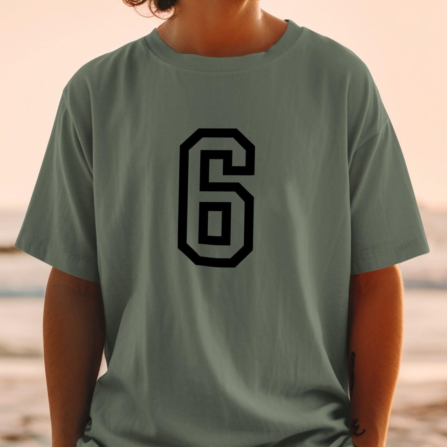 Stylish Number 6 Graphic Casual Wear Tee Shirt product type