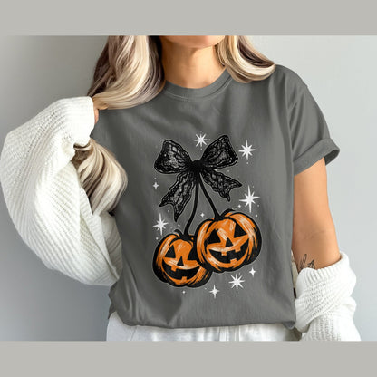 Halloween Pumpkin Graphic Tee with Bow product type