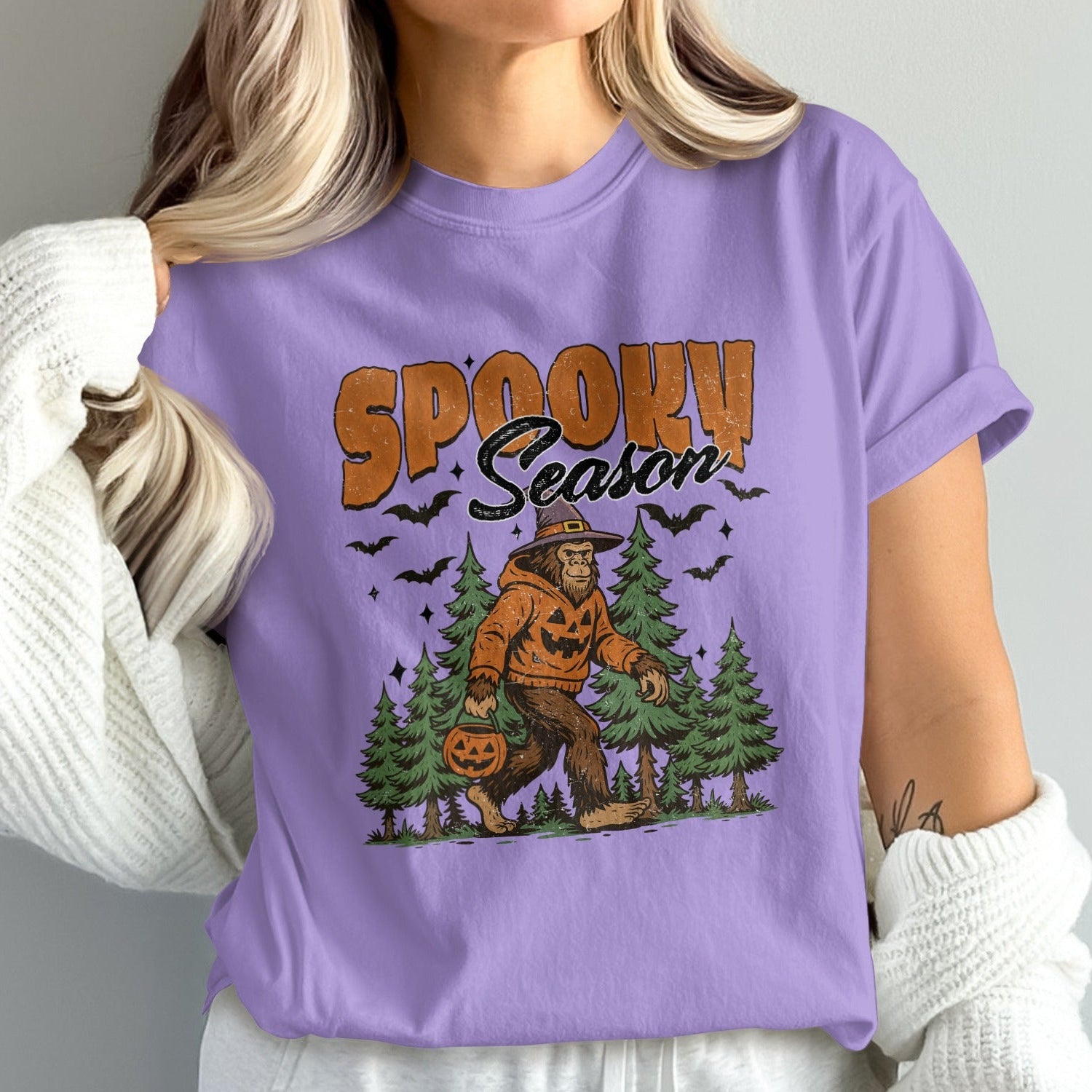 Spooky Season Graphic Tee with Bigfoot Design Shirt product
