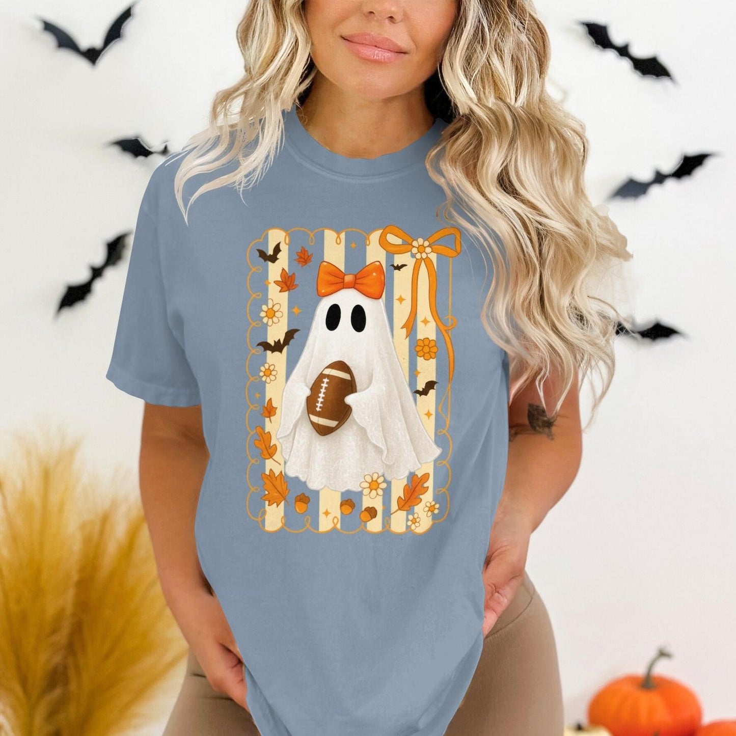 Funny Halloween Ghost Football Graphic T-shirt product type