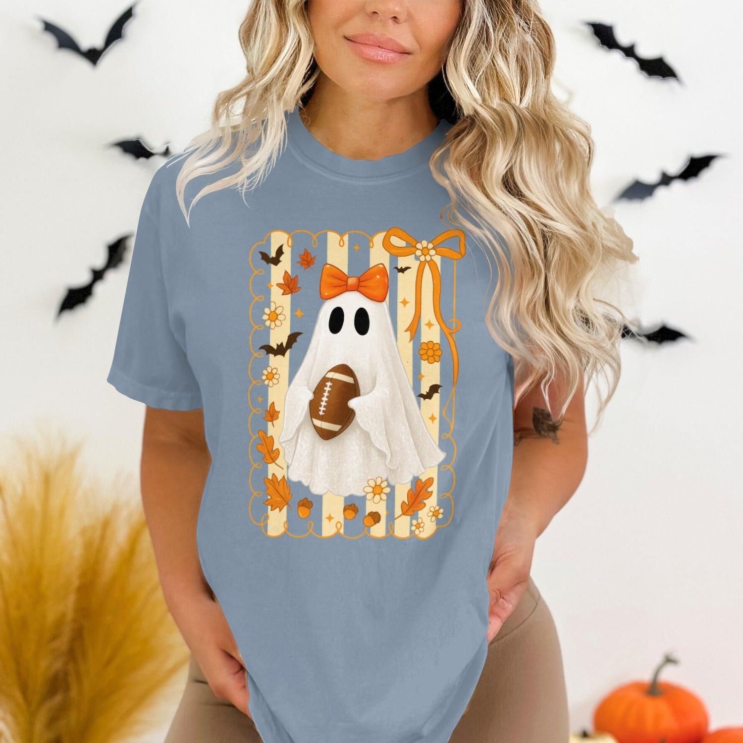 Funny Halloween Ghost Football Graphic T-shirt product type