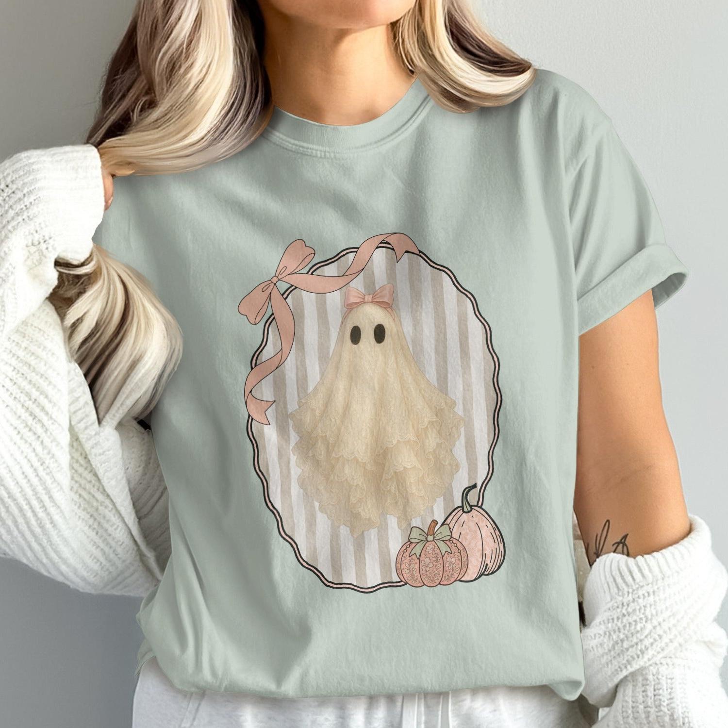 Adorable Ghost Design Tee for Halloween product