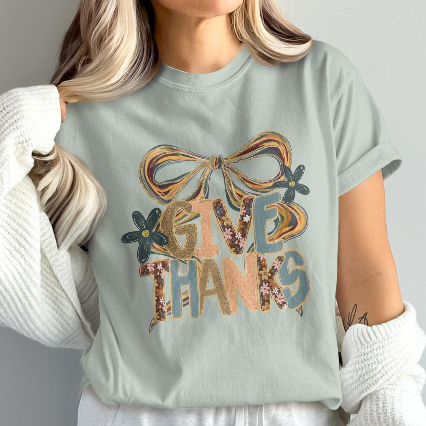 Give Thanks Graphic Tee Casual Shirt Product
