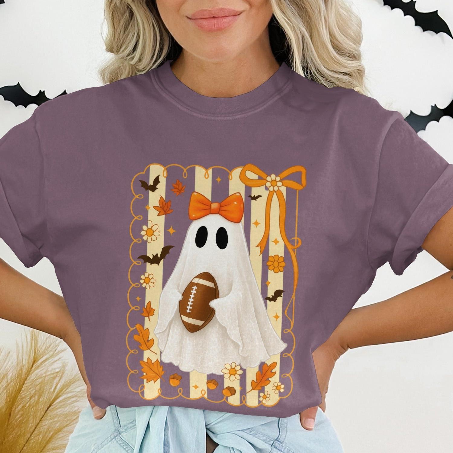 Halloween Ghost with Football Graphic T-Shirt product
