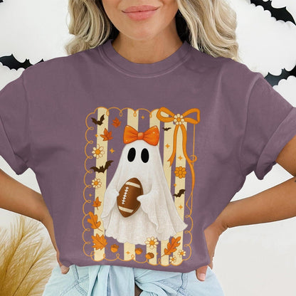 Halloween Ghost with Football Graphic T-Shirt product