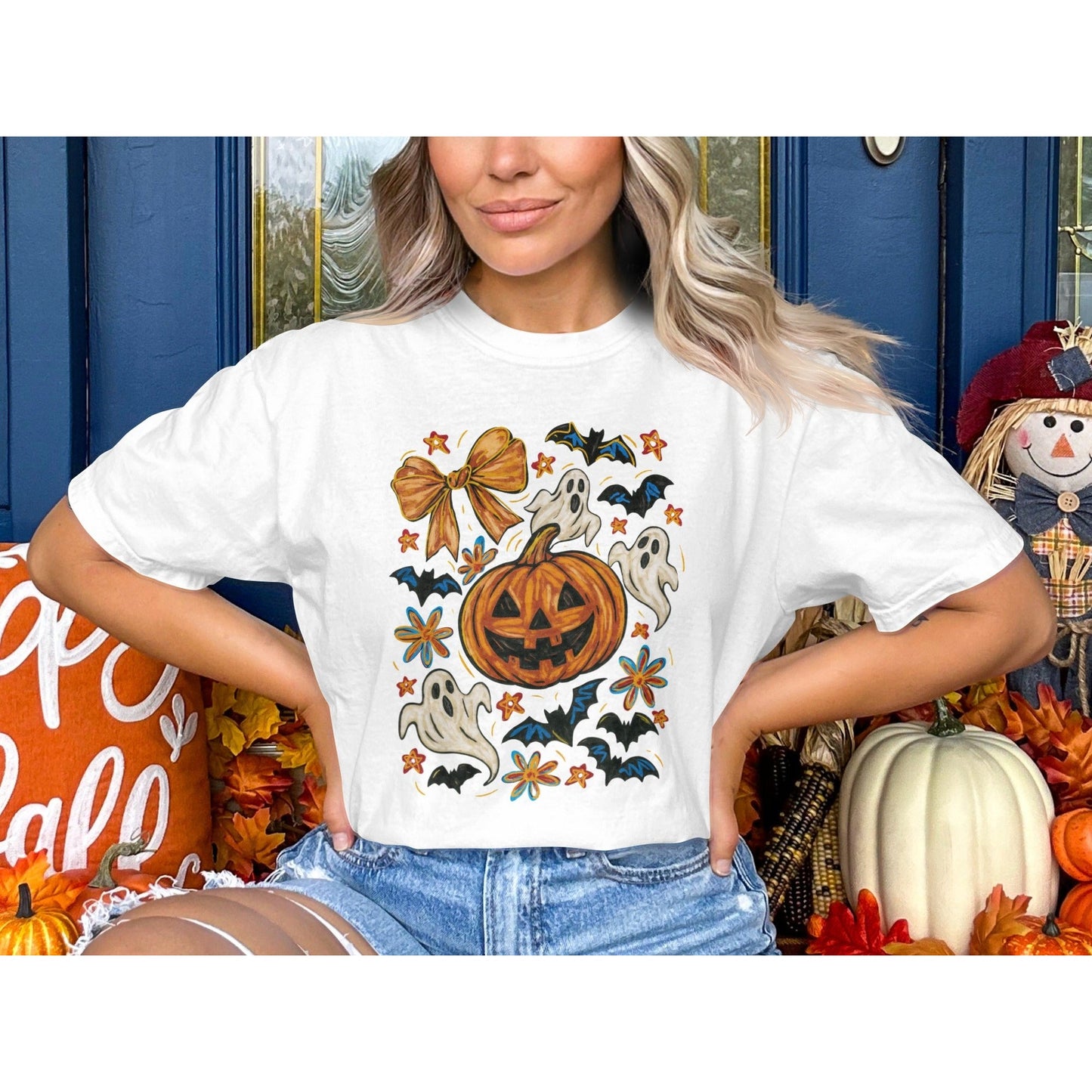 Halloween Pumpkin Ghosts and Bats Themed T-Shirt product