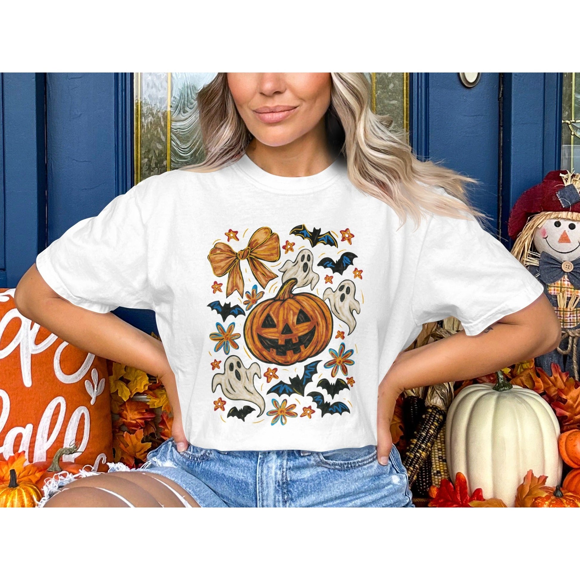 Halloween Pumpkin Ghosts and Bats Themed T-Shirt product