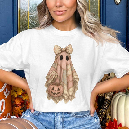 Halloween Ghost with Plaid and Pumpkin T-Shirt product