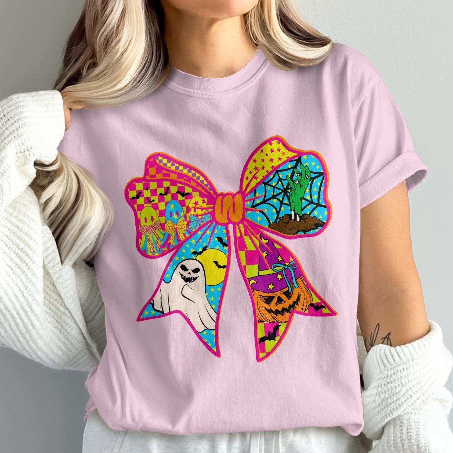 Colorful Halloween Bow Graphic T-Shirt product