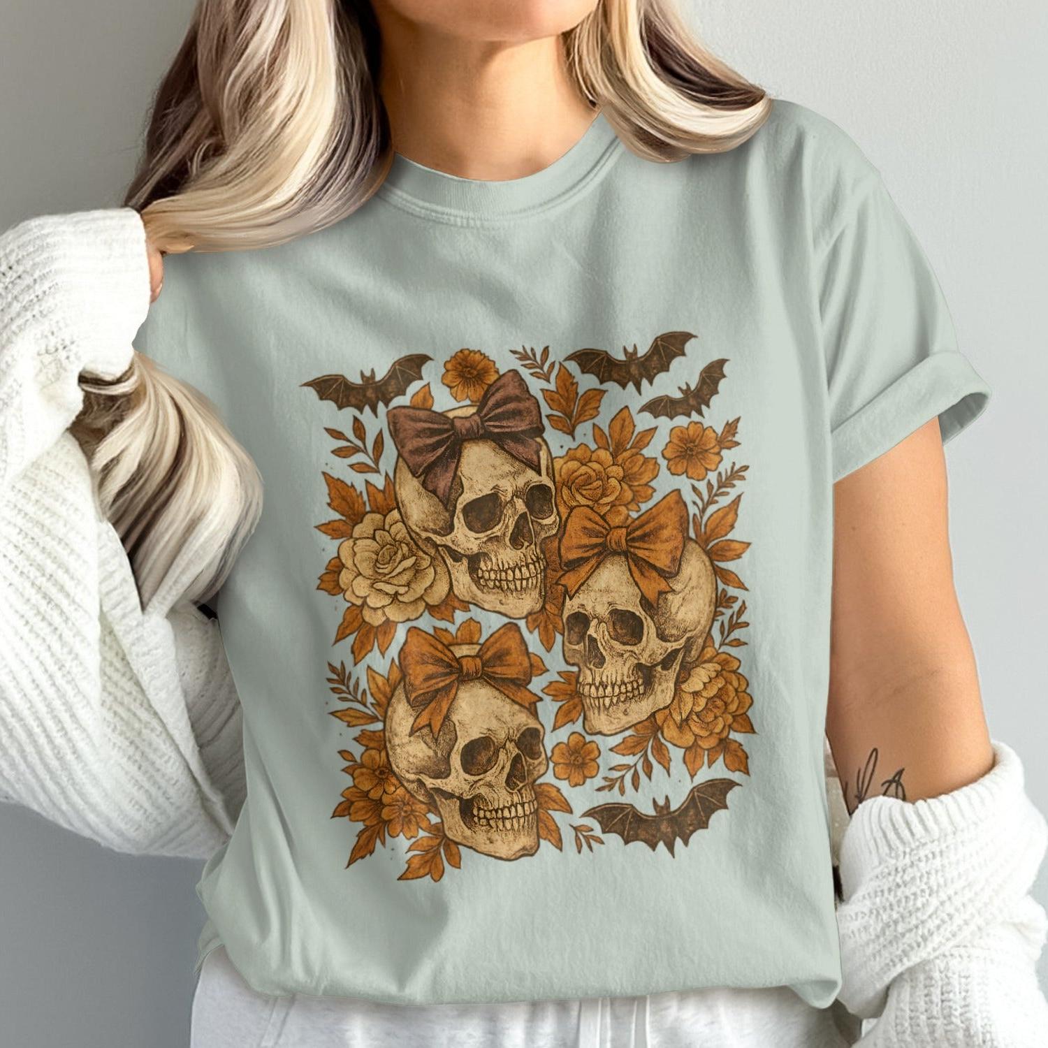 Halloween Skulls with Bows Graphic Tee product