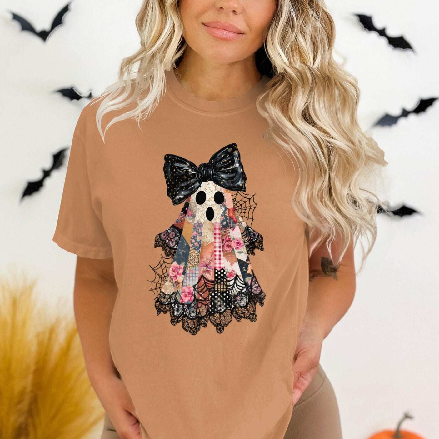Ghost in Patchwork Design Graphic Tee product type