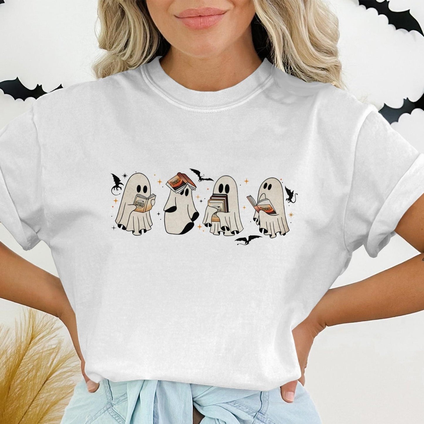 Cute Ghosts Eating Pizza and Hot Dogs T-Shirt product type