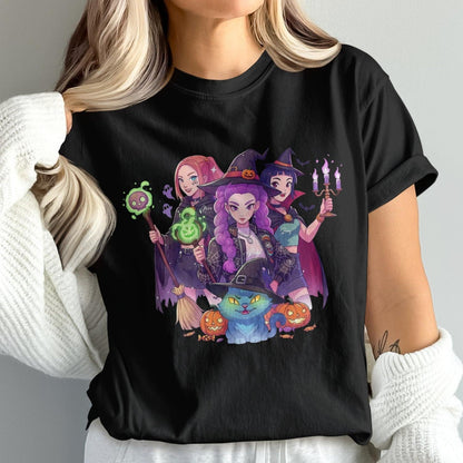 Women's Halloween Witch Cat Graphic Tee product type