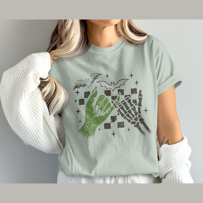 Halloween Bat and Skeleton Print T-Shirt product type