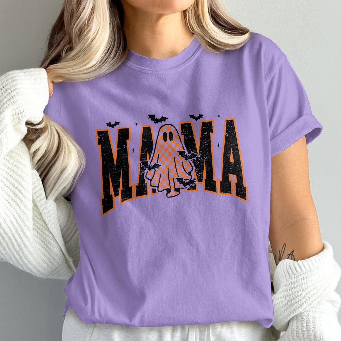 MAMA Ghost Theme Halloween Printed T-shirt product type