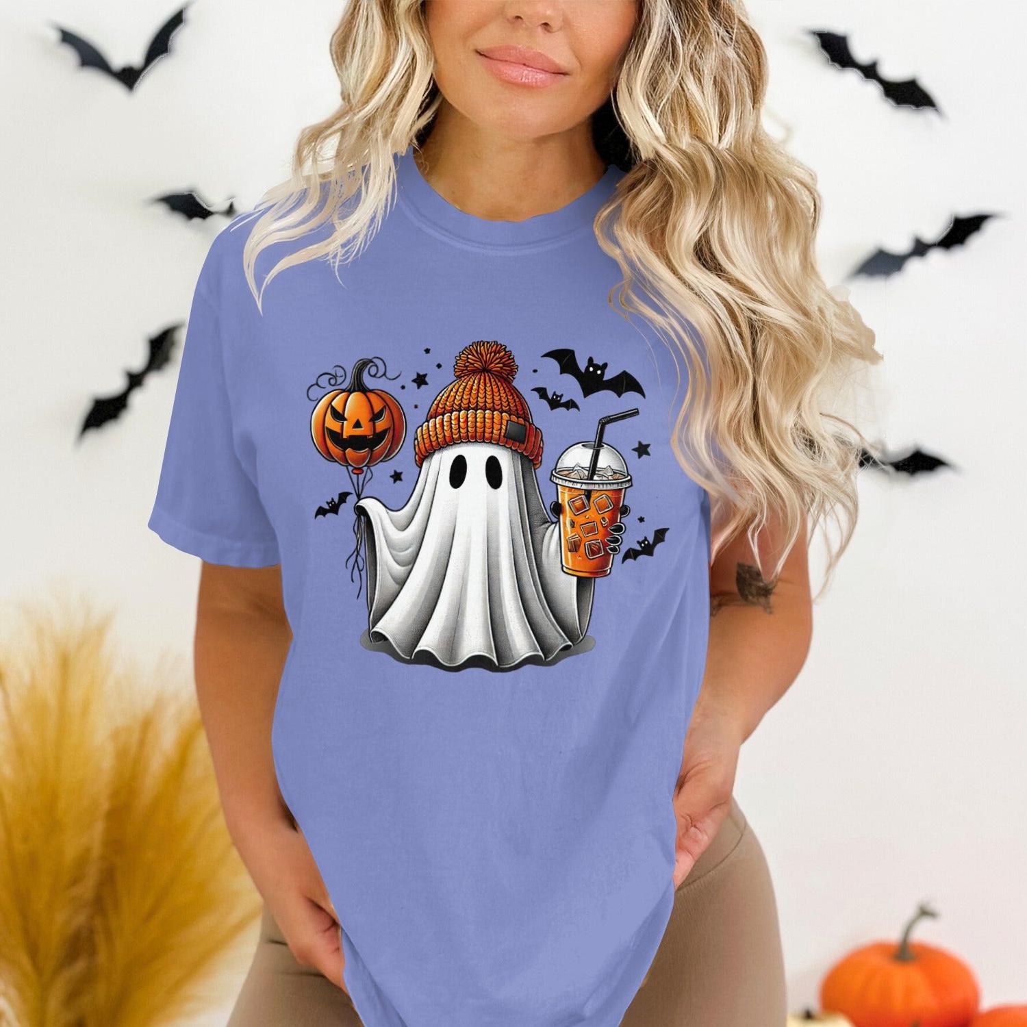 Halloween Ghost With Pumpkin and Bats T-Shirt product
