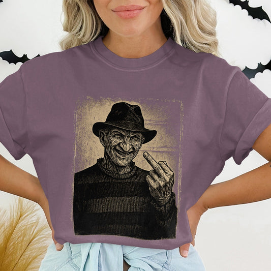 Horror Icon with Middle Finger Graphic Tee product