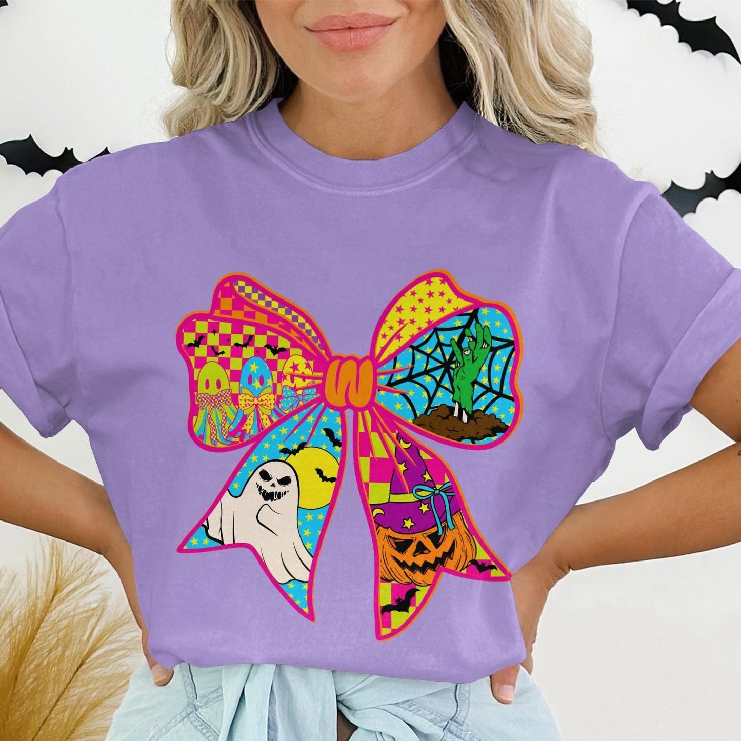 Colorful Halloween Bow Graphic Tee product