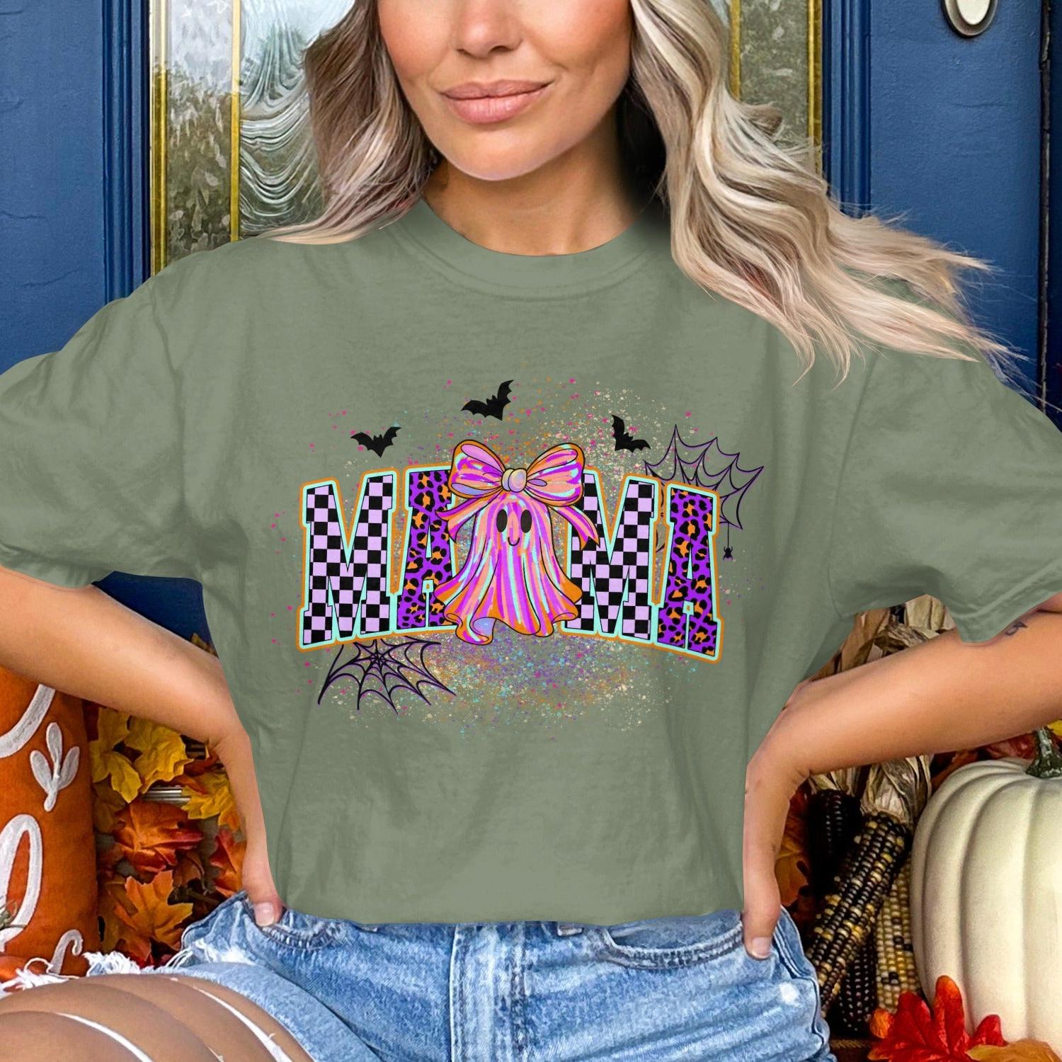 Halloween Themed Ghost and Bats Graphic Shirt product