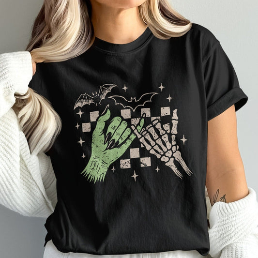 Halloween Bat Skeleton Hand Graphic Tee product
