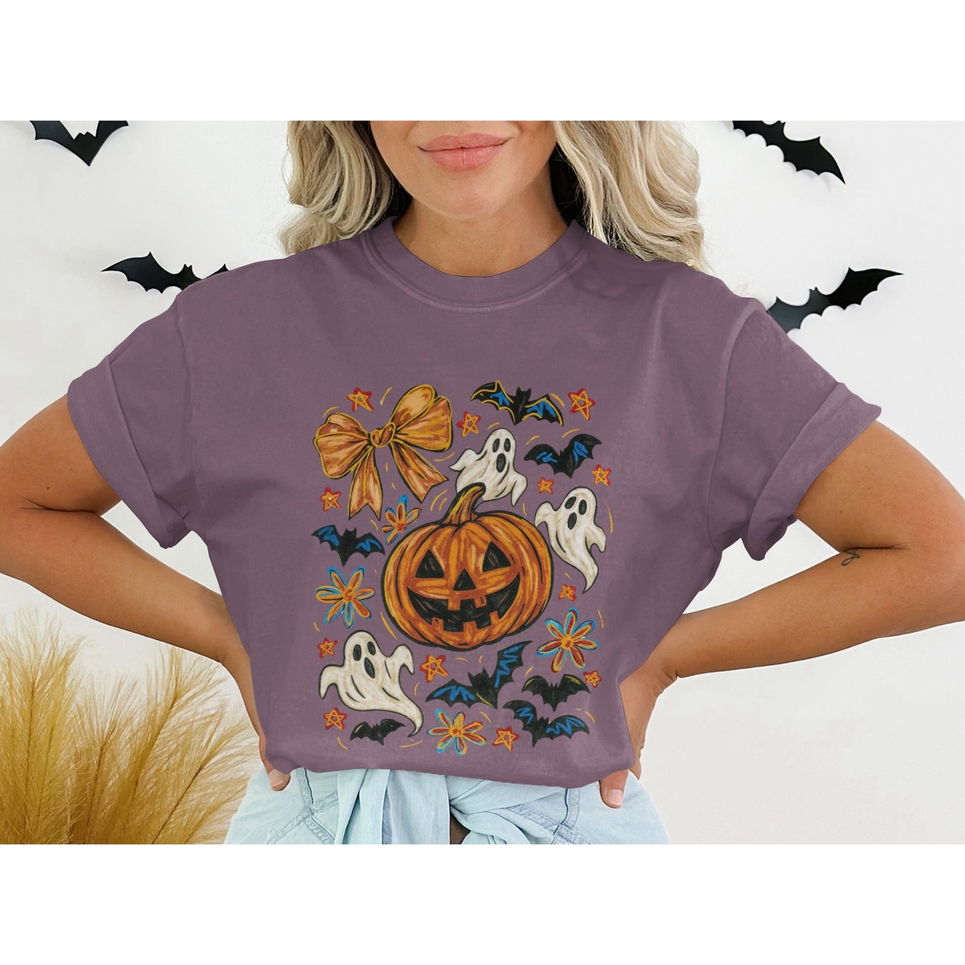 Cute Halloween Pumpkin Bat Ghost T-shirt product