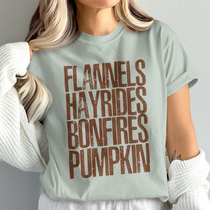 Flannels Hayrides Bonfires Pumpkin Fall Shirt product