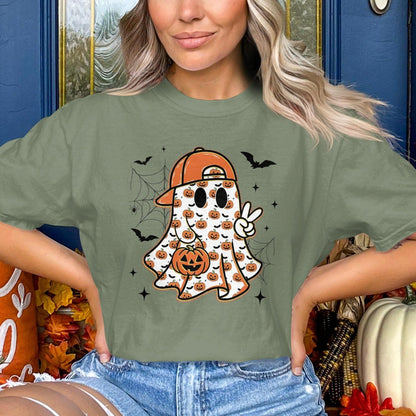 Halloween Themed Ghost and Pumpkin Graphic Top product