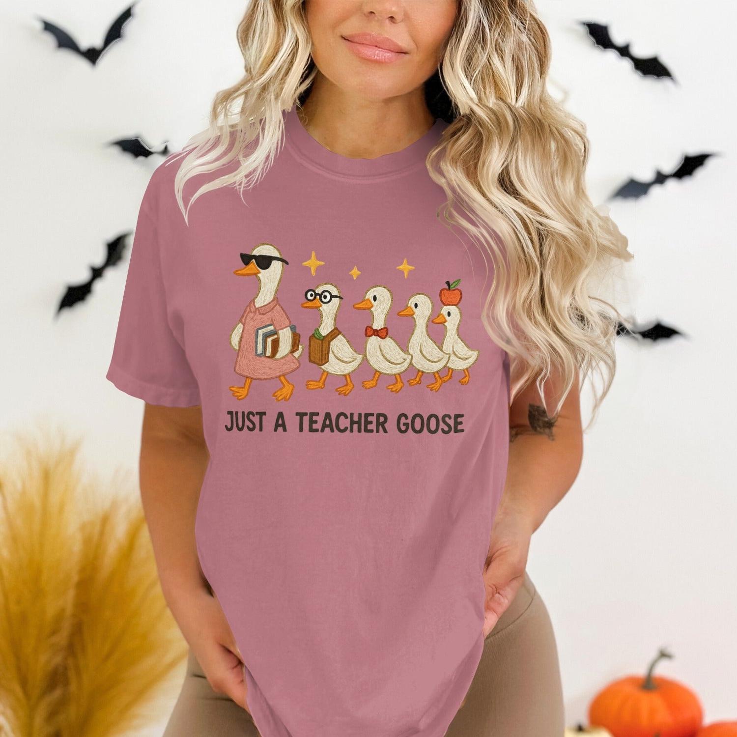 Just a Teacher Goose Cute Cartoon Characters Shirt product