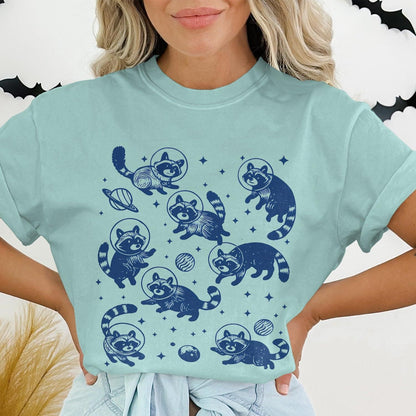 Cute Cartoon Raccoons Astronaut Design T-shirt product