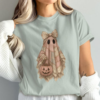 Cute Ghost with Pumpkin Halloween T-shirt product