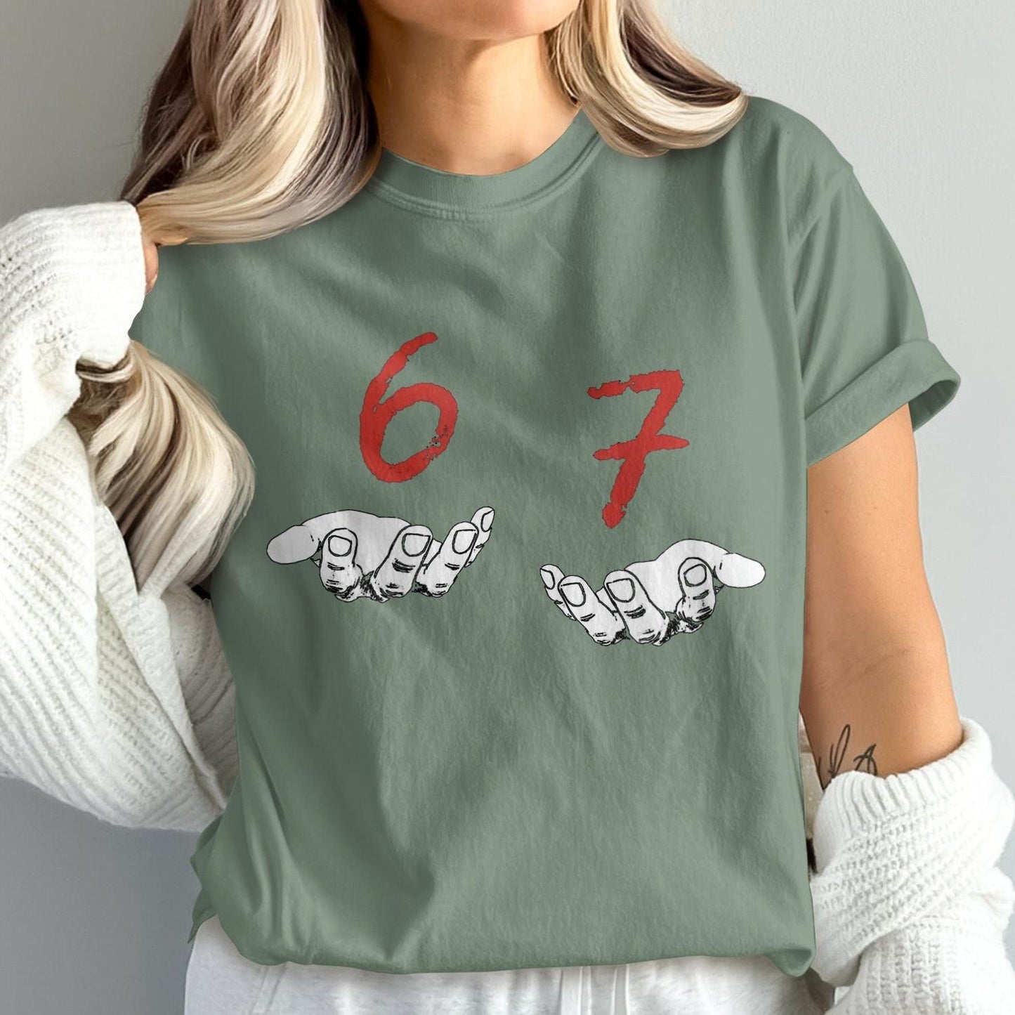 Unique Graphic Tee Featuring Numbered Hand Design product type