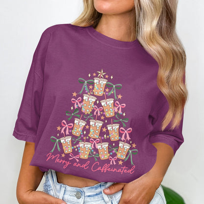 Merry and Caffeinated Christmas Tree Shirt product