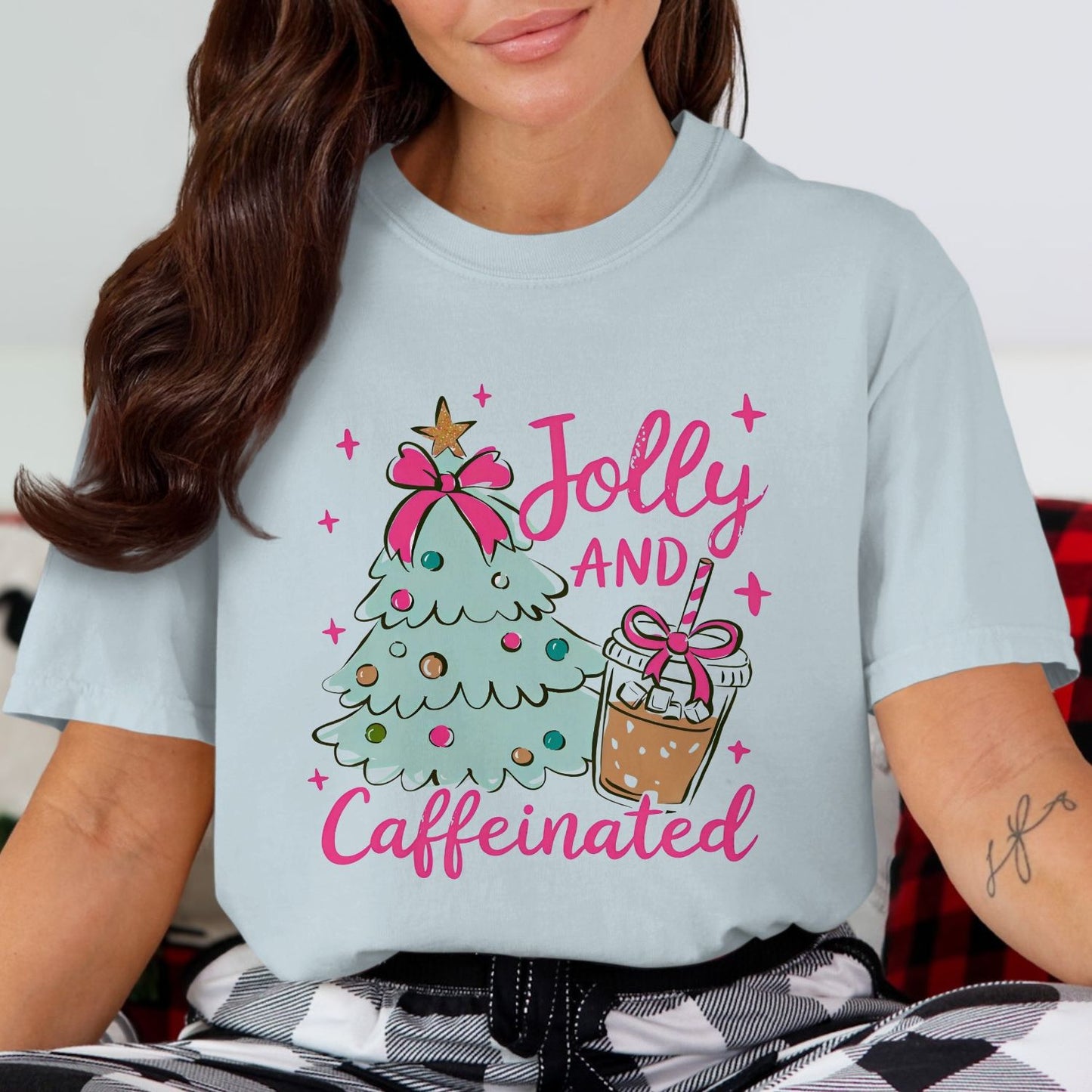 Jolly and Caffeinated Christmas Tree T-shirt product