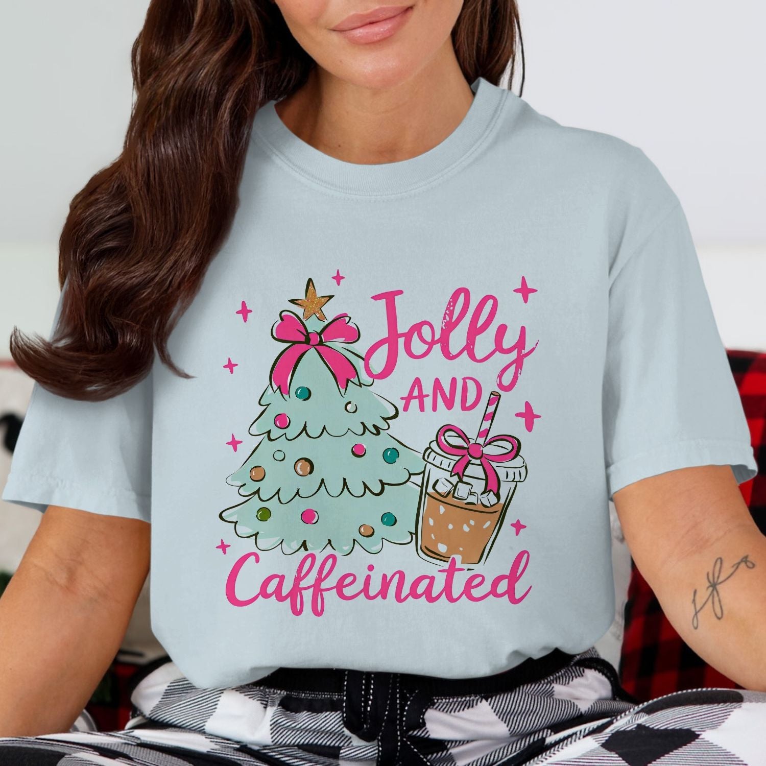 Jolly and Caffeinated Christmas Tree T-shirt product
