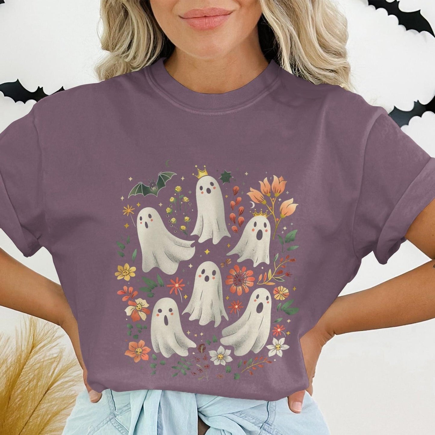 Cute Spooky Ghosts and Flowers Graphic Tee product