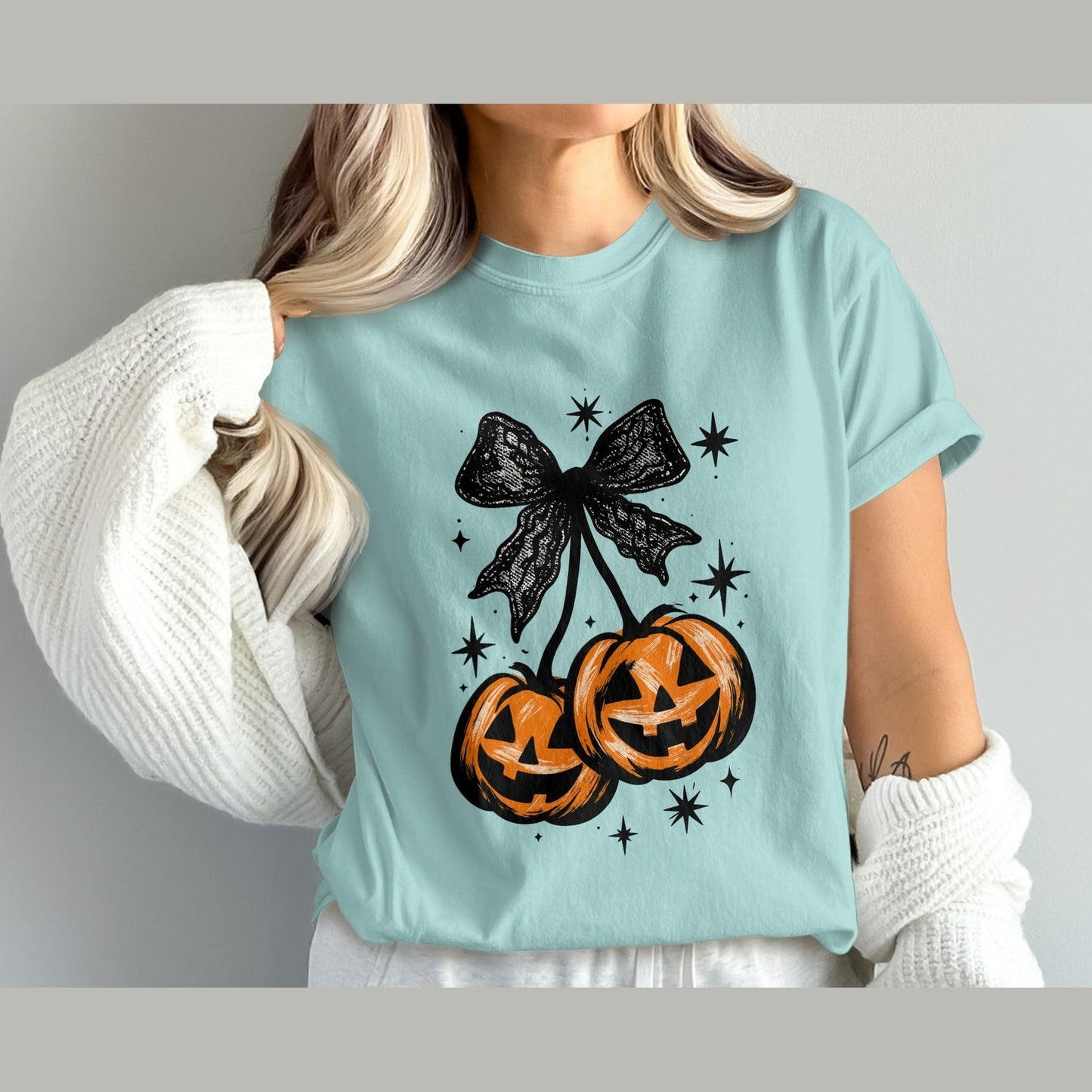 Halloween Pumpkin Bow Graphic Tee product type