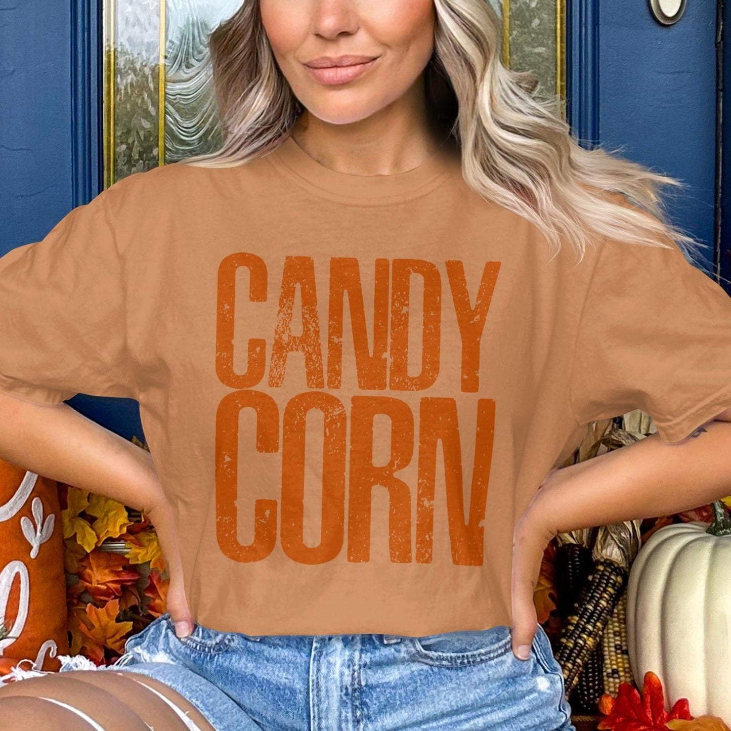 Candy Corn Printed Halloween Graphic T-Shirt product type